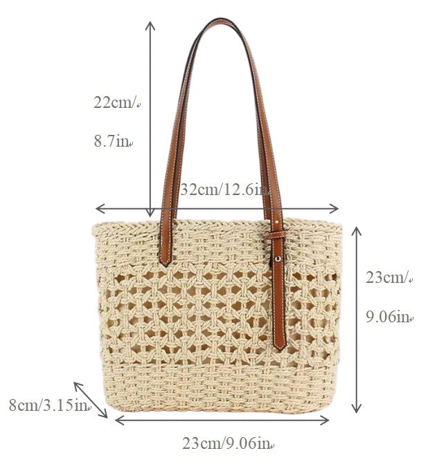 Handbag Made of Natural Macrame with Vegan Leather Handles Bowlift