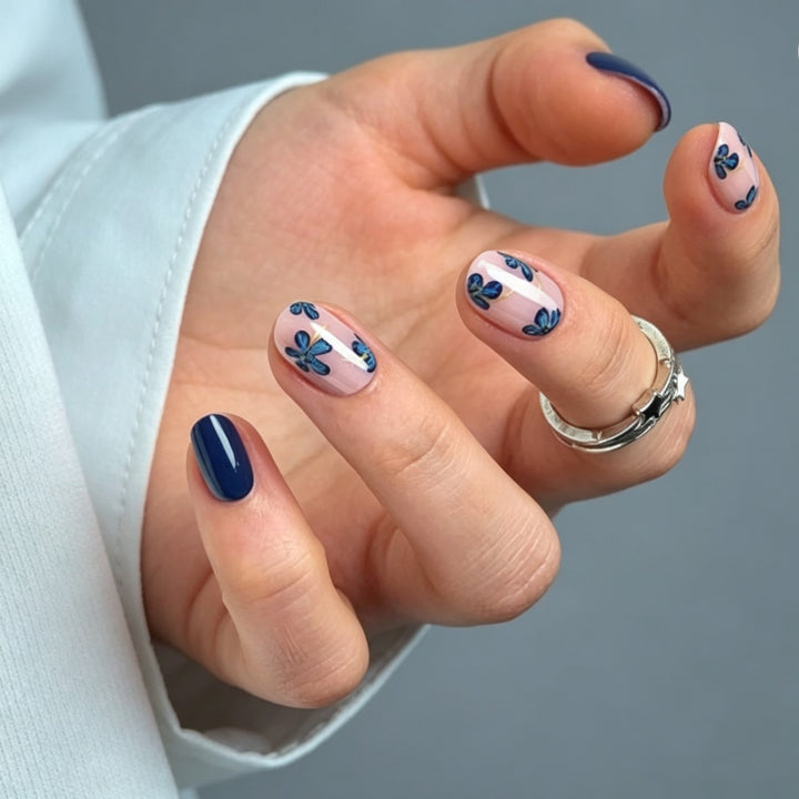 Artistic Floral Acrylic Press-On Nails Bowlift
