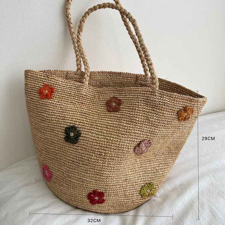 Handmade straw bag with colorful lemon design Bowlift