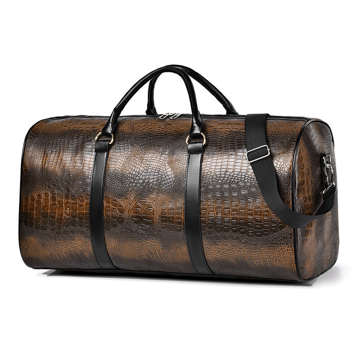 Luxurious Travel Bag Made of High-Quality Faux Leather with Elegant Crocodile Pattern Bowlift