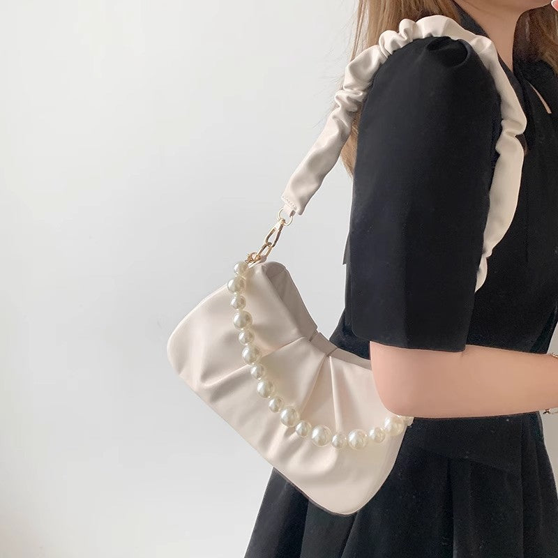 Elegant Pearl-Accent Sling Bag Bowlift