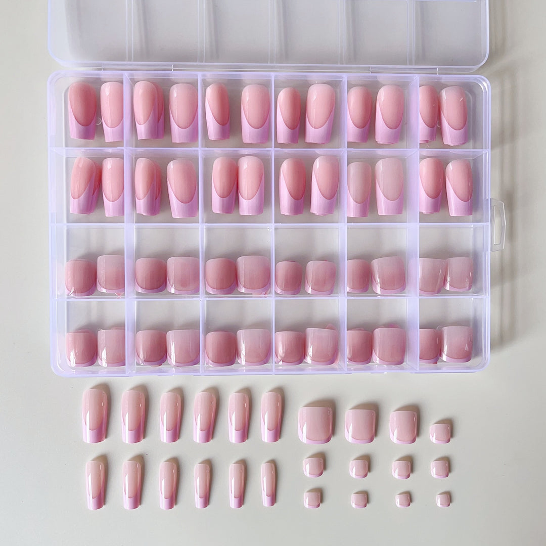 Artificial nail set with elegant gradient and high-gloss surface Bowlift