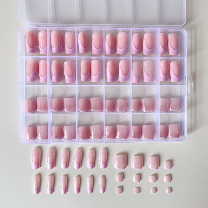 Artificial nail set with elegant gradient and high-gloss surface Bowlift