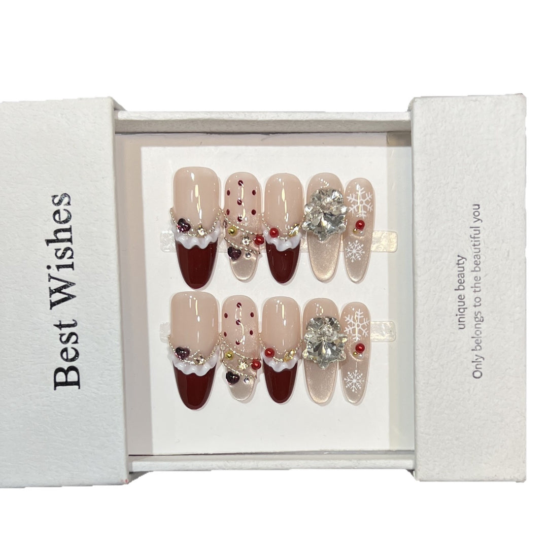 Festive-Themed Press-On Nail Art Set Bowlift