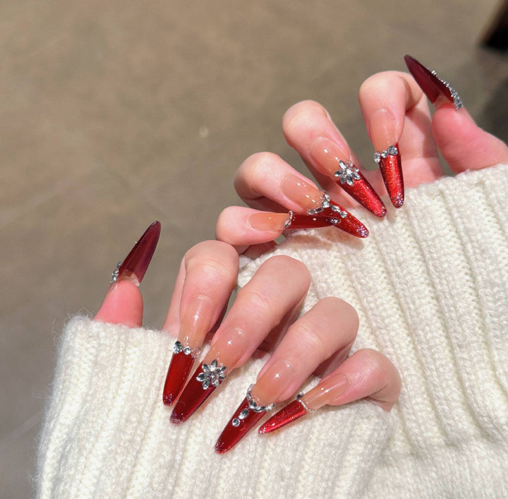 Premium Rhinestone-Embellished Acrylic Nails Bowlift