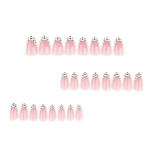 Acrylic Nail Set with Elegant French Design and Creative Dot Accents Bowlift