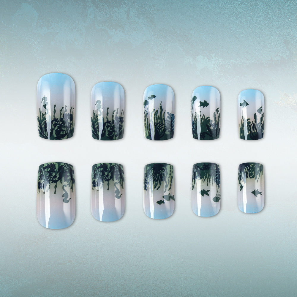 Ocean-Inspired Art Press-On Nails Bowlift