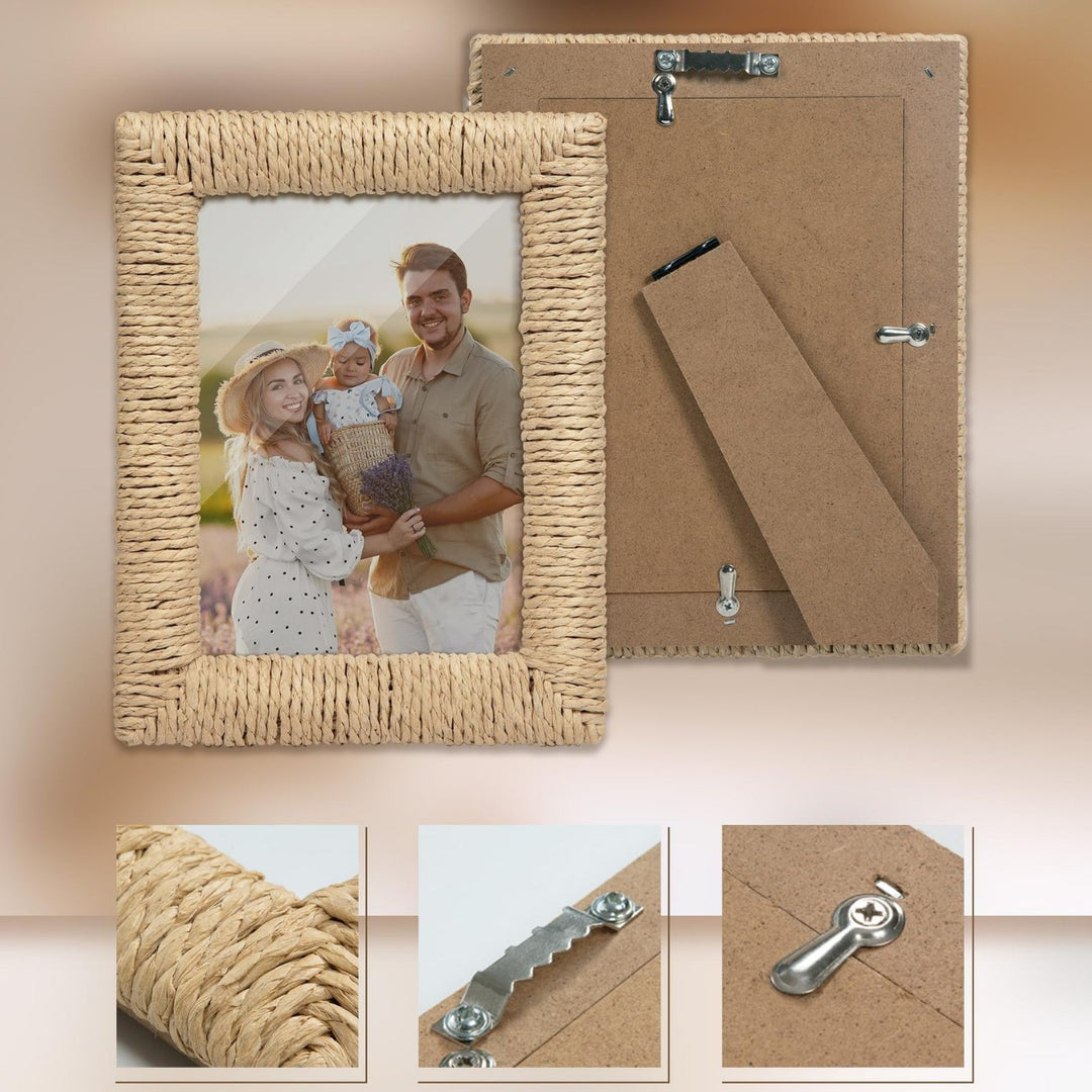 Artful picture frame made of woven natural material Bowlift