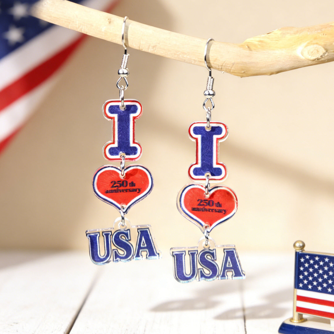 Ladies nan statement earrings with bow shape and American flag pendant Bowlift
