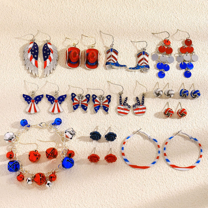 Women's nan patriotic novelty dangle hook earrings with laser-printed wooden fireworks charm Bowlift