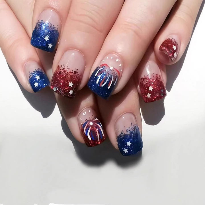 Patriotic Gel Nail Art Extensions Bowlift