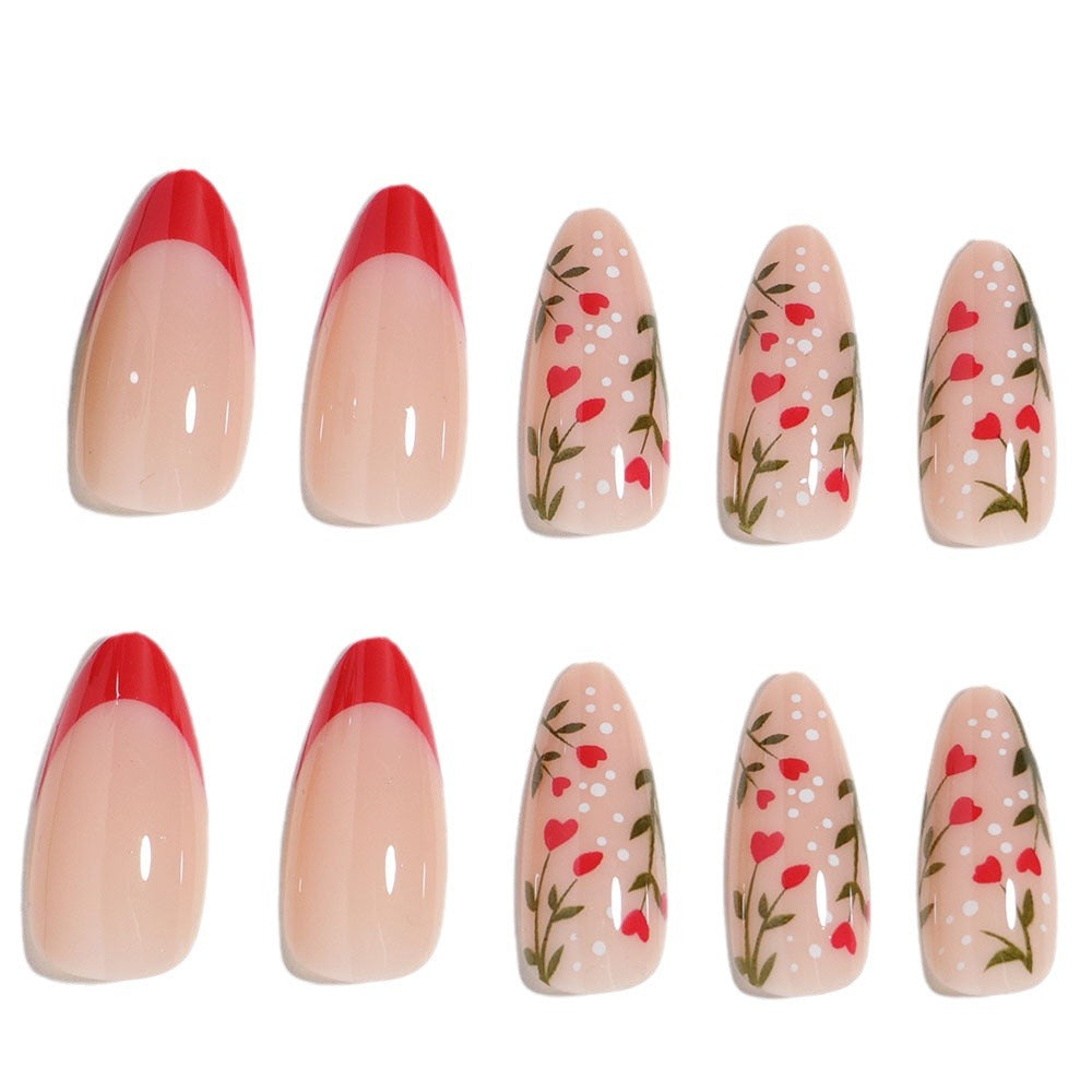 Decorative Floral Press-On Nails Bowlift