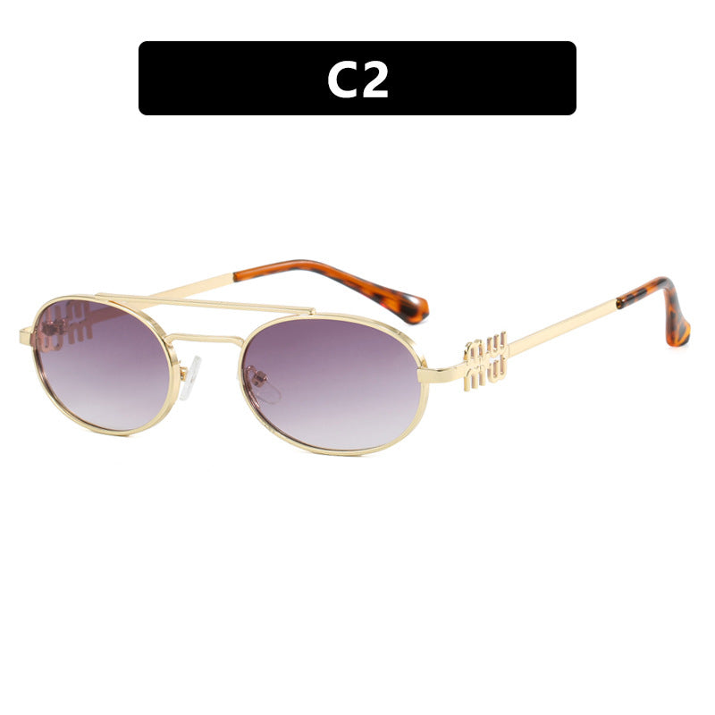 Women's elegant oval sunglasses with luxurious metal frame Bowlift