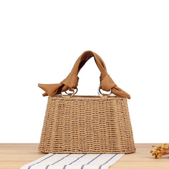 Basket bag with elegant fabric decoration Bowlift