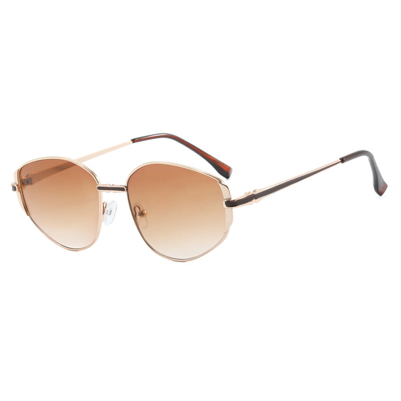 Women modern geometric sunglasses with stylish metal frame Bowlift