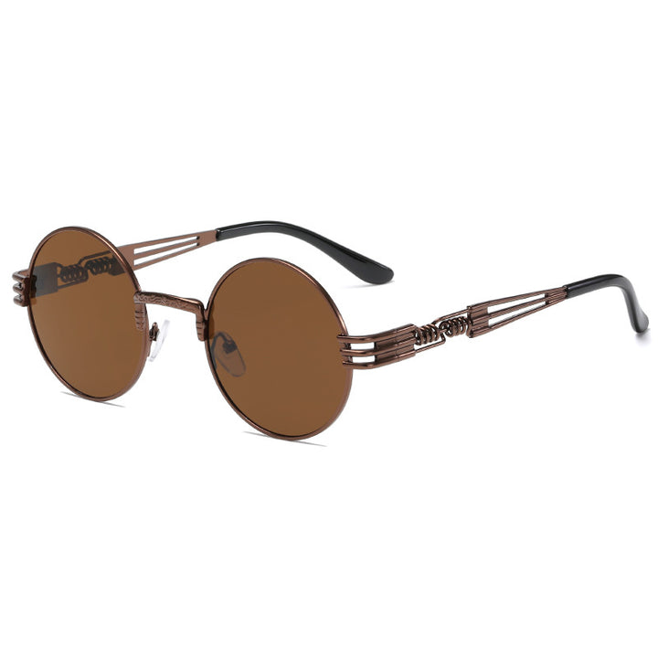 Women's Retro-Inspired Round Sunglasses with Unique Metal Frame Bowlift