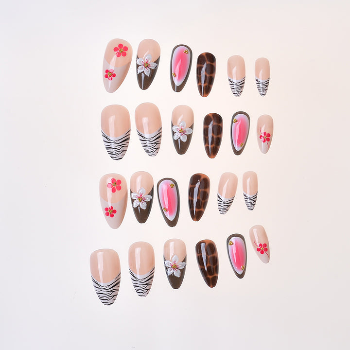 Decorative Floral Press-On Nail Set Bowlift 1787294384