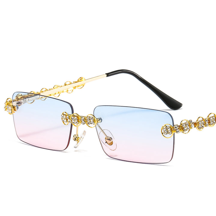 Women's designer sunglasses with sparkling frame and rectangular lenses Bowlift