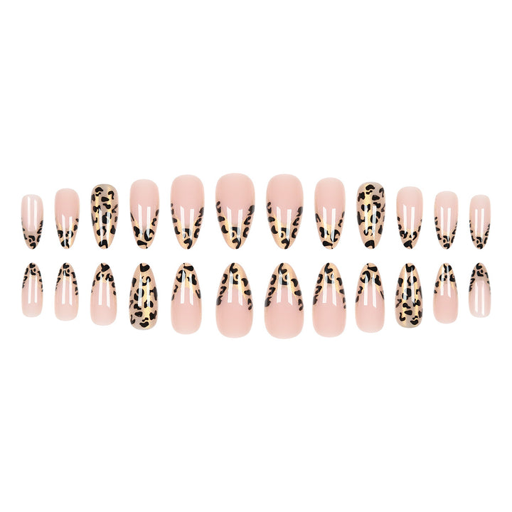 Artistic Stiletto Press-On Nails with Leopard Print Accents Bowlift