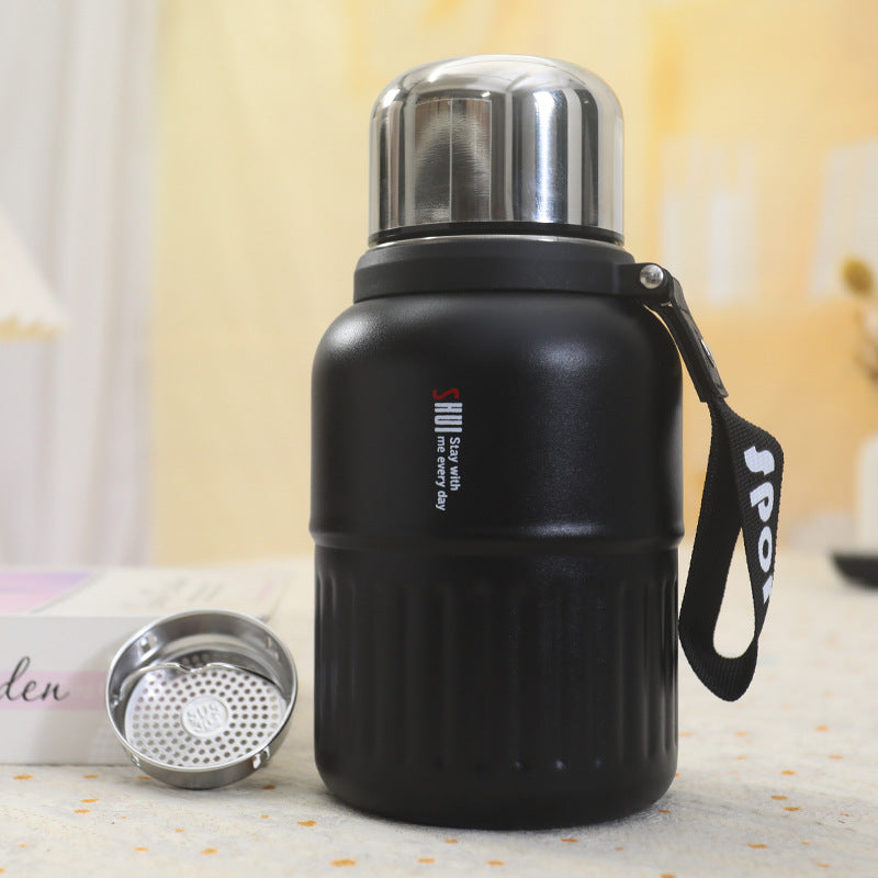 Women's Insulated Bottle with Removable Tea Strainer and Carry Strap Bowlift