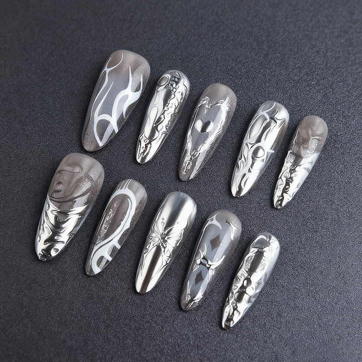 Artistic Metallic Press-On Nails Bowlift