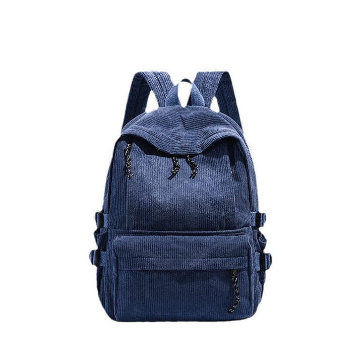Corduroy Backpack with Cute Character Keychain Bowlift
