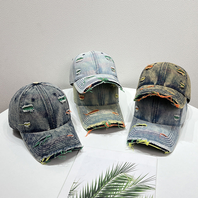 Women's Distressed Denim Baseball Cap Bowlift   1784084142