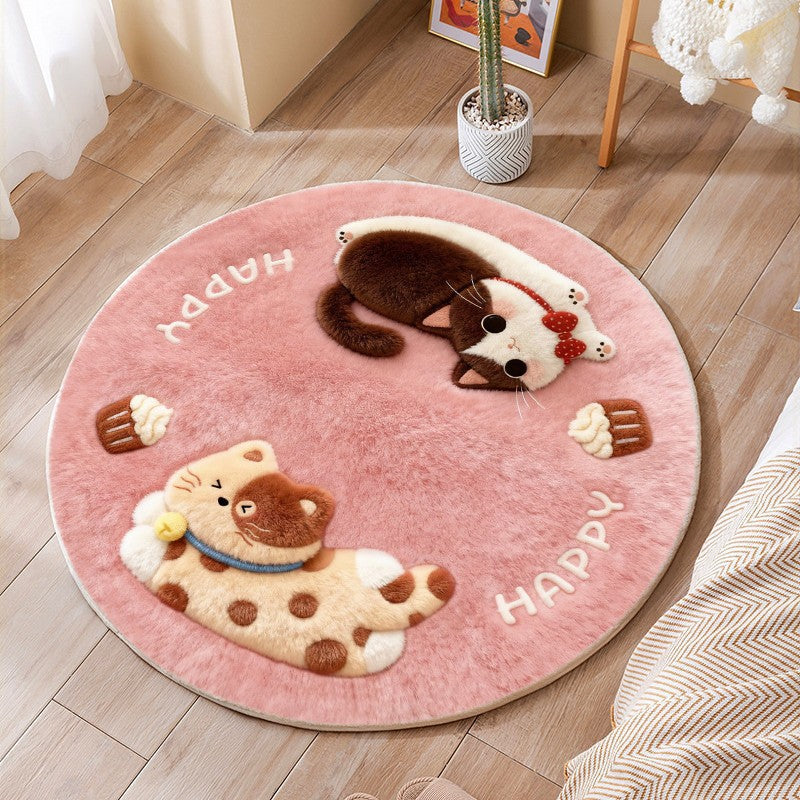 Round Cartoon Dog Rug
