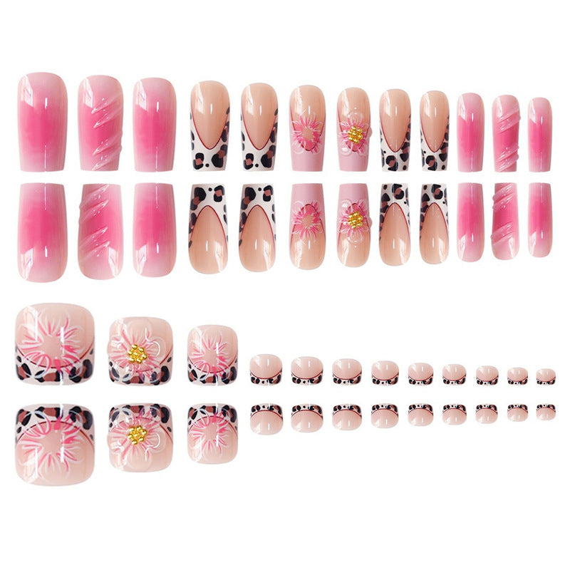 Artistic Floral Press-On Nail Art Bowlift