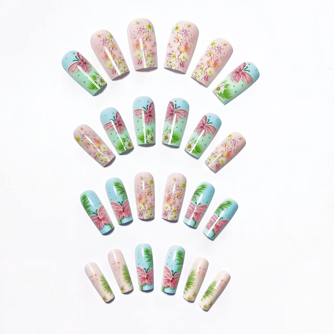 Creative Flower and Butterfly Art Nails Bowlift