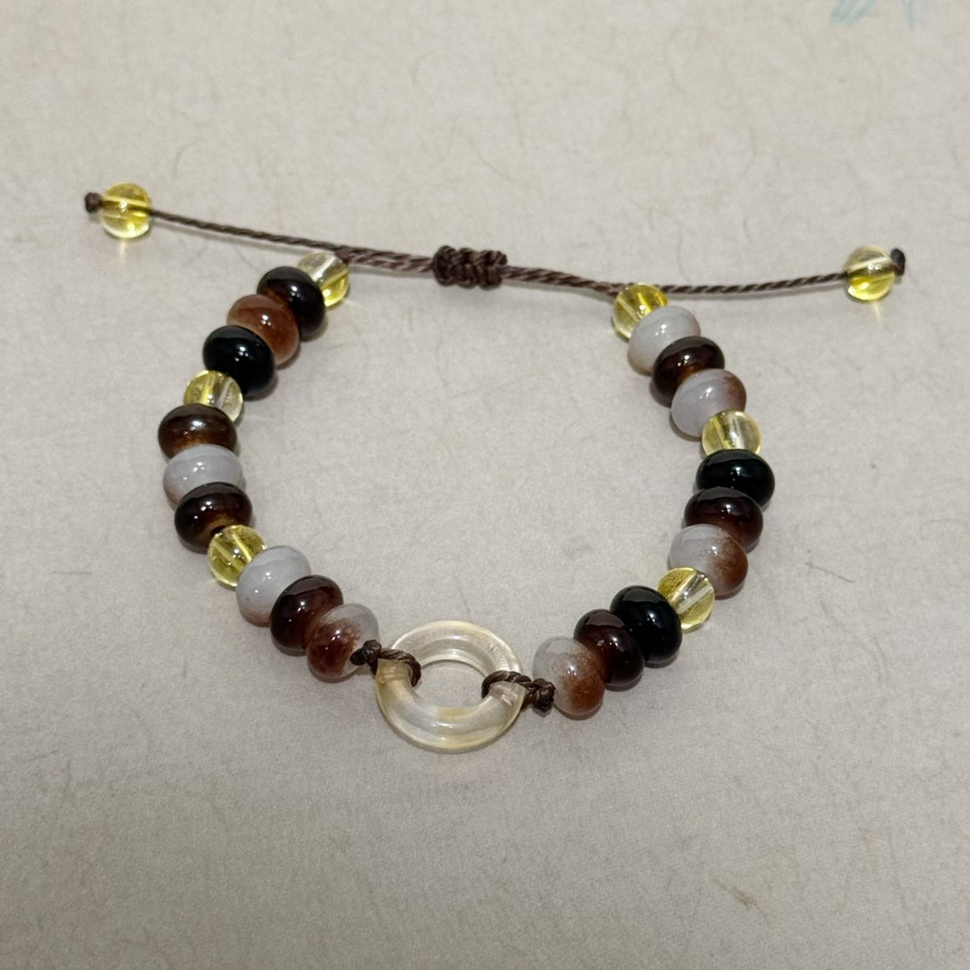 Adjustable Gemstone and Glass Bead Bracelet Bowlift
