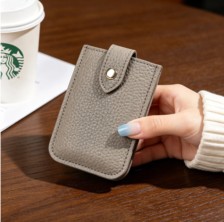 Textured Leather Cardholder with Snap Closure Bowlift