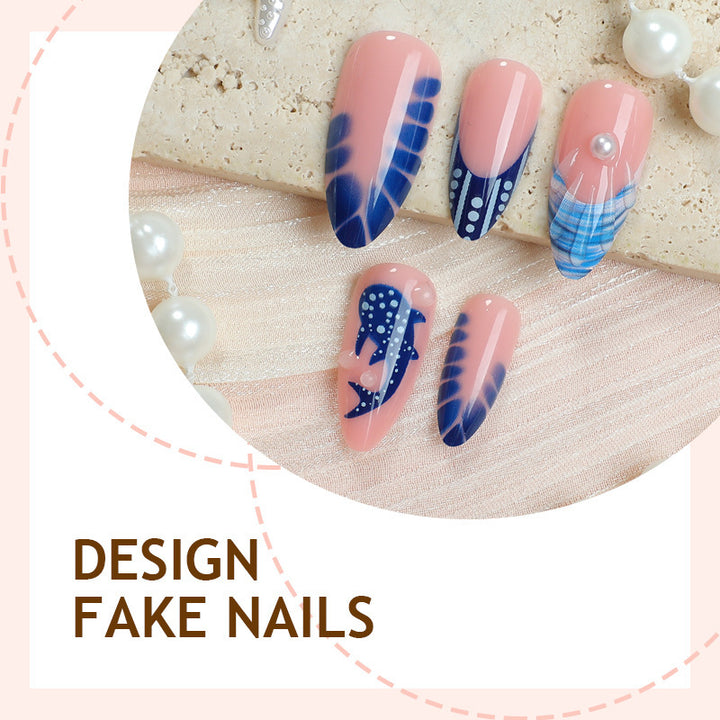 Creative nail art set with a maritime design and elegant accents Bowlift