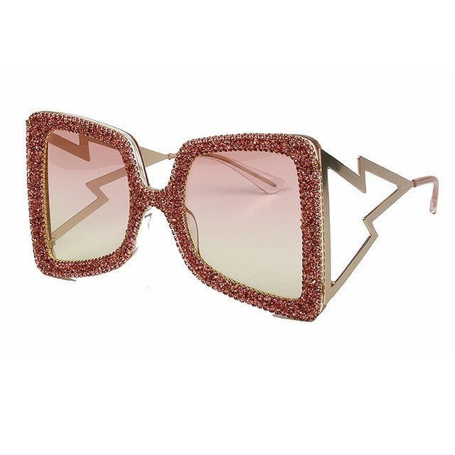 Women's oversized sunglasses with glittering crystal frame Bowlift
