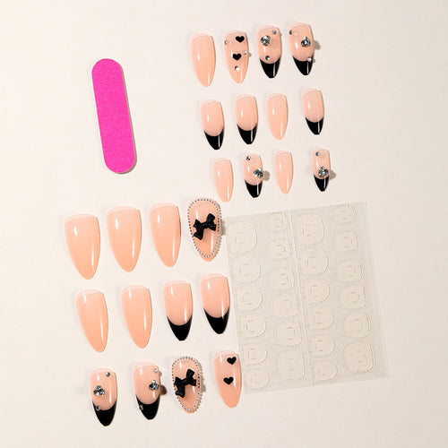 Elegant Stiletto Nail Art Extensions with Rhinestone Accents Bowlift