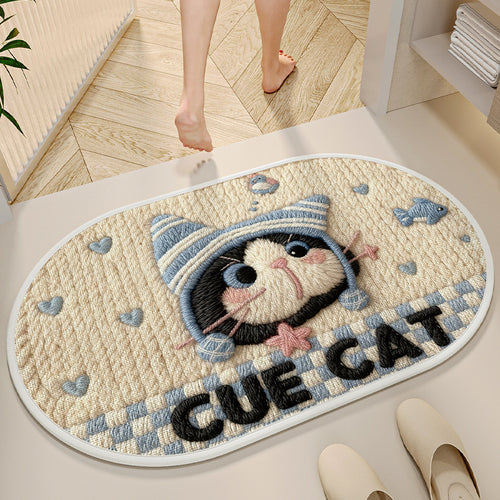 Decorative Cat-Themed Bath Mat Bowlift