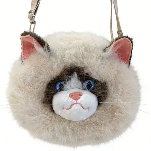 Playful Plush Cat-Themed Crossbody Bag Bowlift