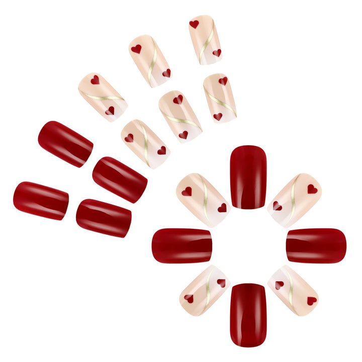 Romantic Heart-Embellished Nail Art Set Bowlift
