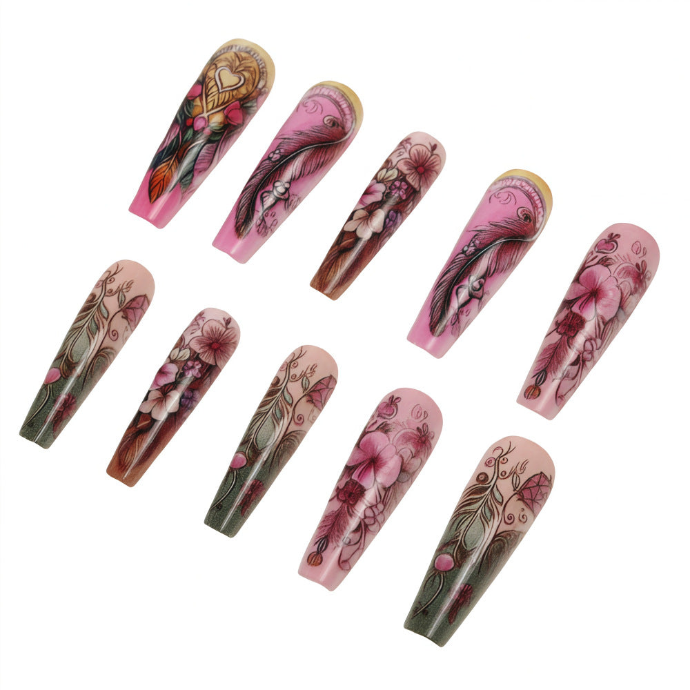Artificial nails in floral and elegant design Bowlift