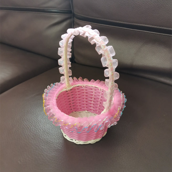 Girls Decorative Woven Easter Basket Bowlift