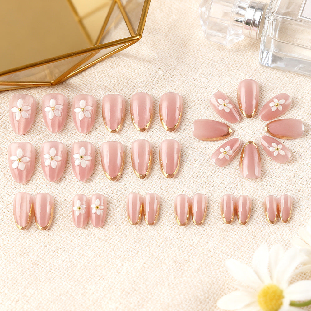 Floral Embellished Gel Nail Art Bowlift