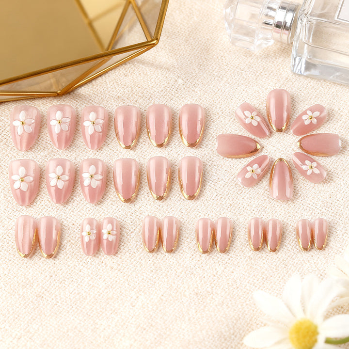 Floral Embellished Gel Nail Art Bowlift