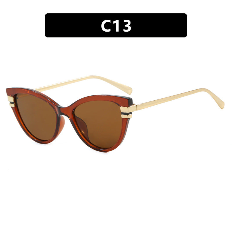 Ladies Cat-Eye Sunglasses with Elegant Metal Accents Bowlift