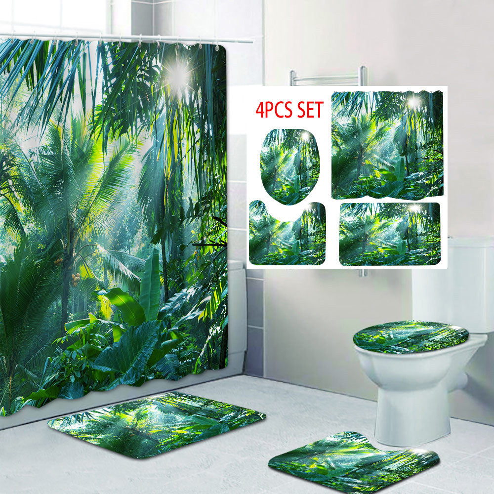 Tropical Jungle Print Shower Curtain Bowlift