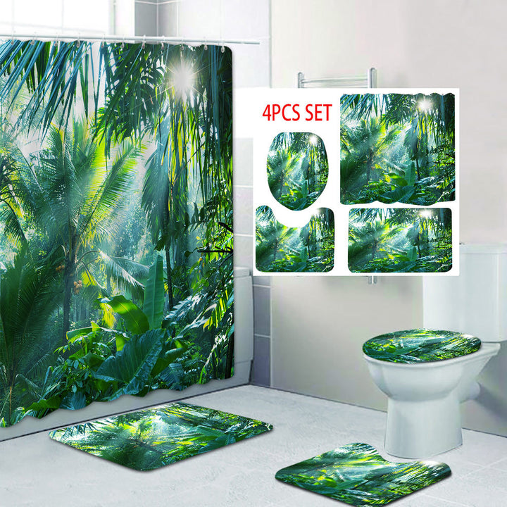 Tropical Jungle Print Shower Curtain Bowlift
