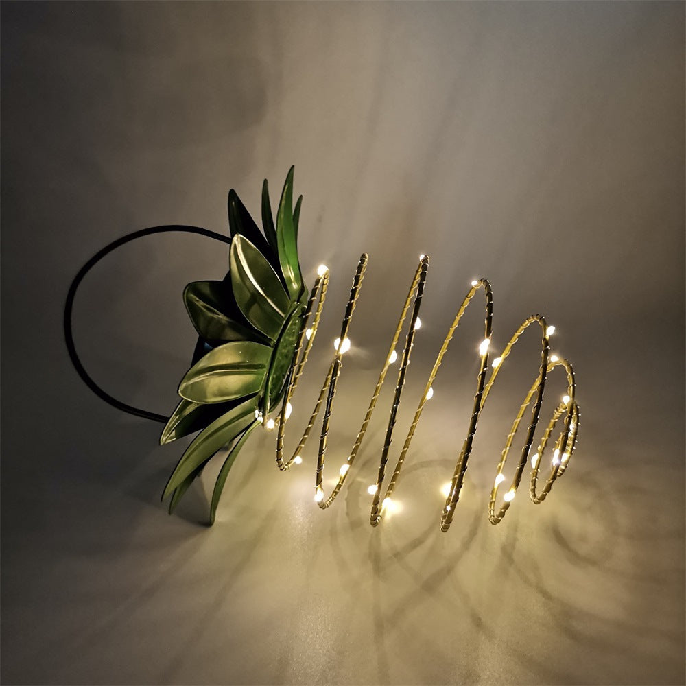 Spiral Pendant LED Hanging Planter Lamp With Faux Tropical Leaf Topper Bowlift