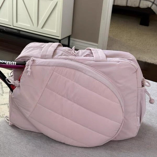 Padded Quilted Tennis Racket Duffel with External Racquet Sleeve Bowlift
