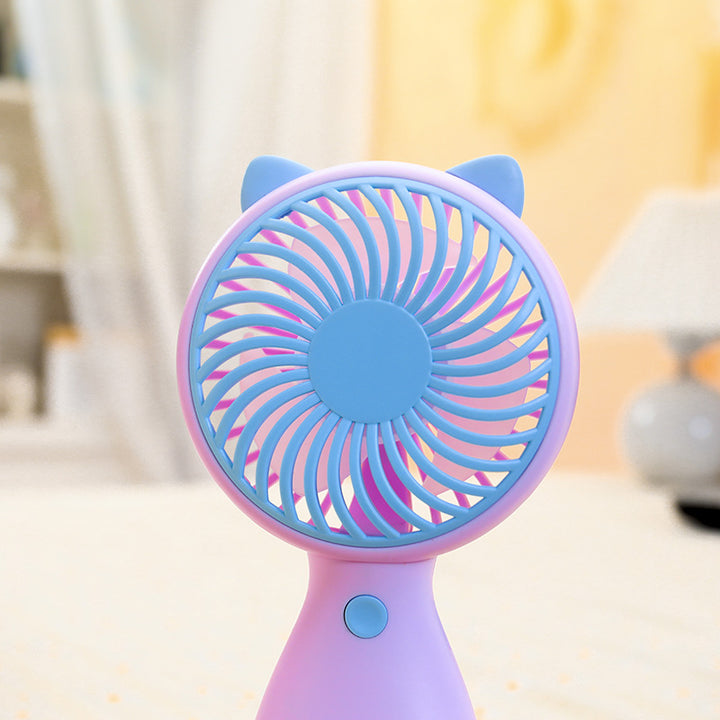 Women's Portable Mini Fan with Animal Ears and USB Charging Function Bowlift