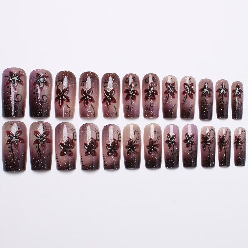 Artificial nails with floral accents Bowlift
