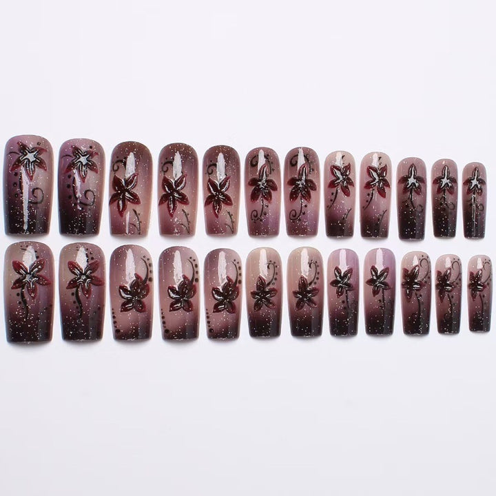 Artificial nails with floral accents Bowlift